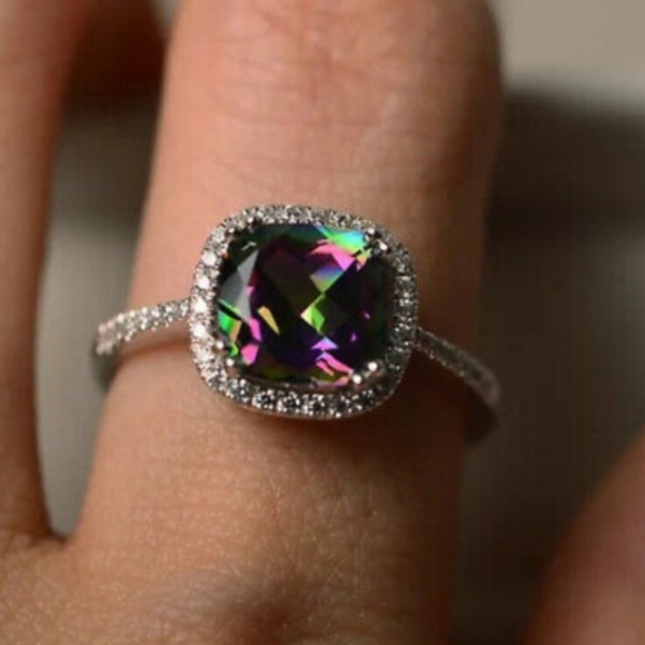 NEW 925 Sterling Silver  Colorful Stone Ring - Picture 3 of 3